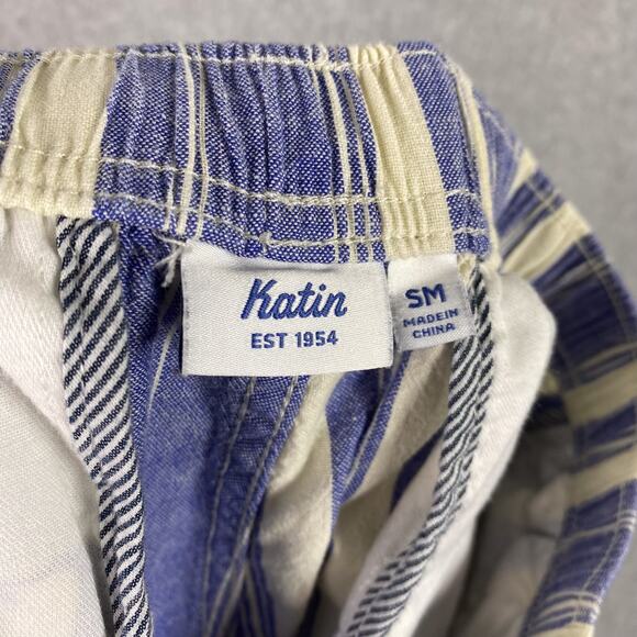 Katin Shorts Mens S Blue White Striped Cotton Linen Relaxed Short - Picture 6 of 7
